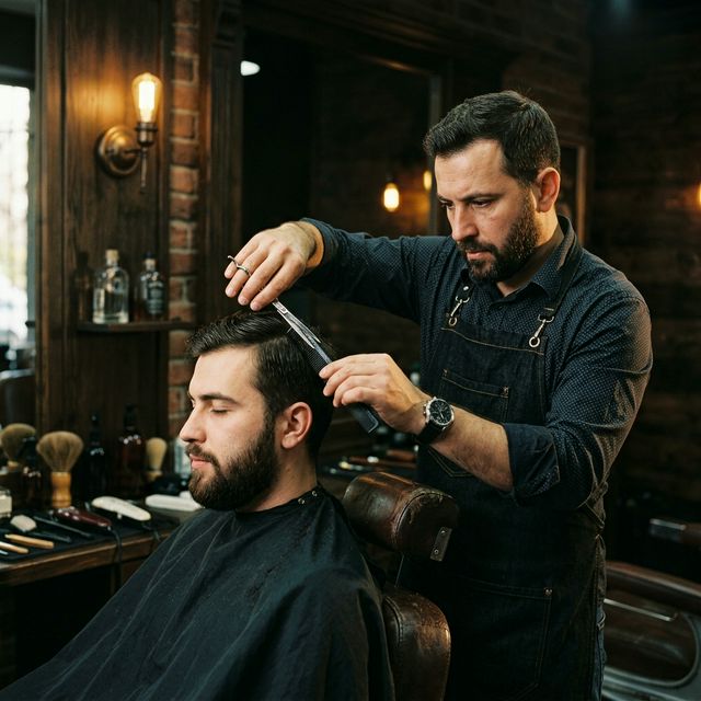Barber at work